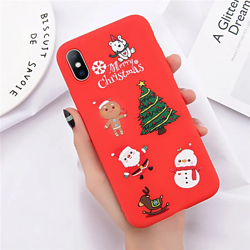 Lovebay мультяшный чехол для телефона с рождественским рисунком для iPhone 11, 7, 8, 6, 6S Plus, мягкий чехол с Санта Клаусом для iPhone XR, X, Xs, 11Pro, Max, милая задняя панель - Цвет: T7