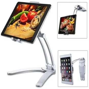 

2 in 1 Flexible Lazy Bracket, Pull-Up Desktop/Wall Cell Phone Tablet Holder Stand Adjustable 360 Rotating Mount for Bed Kitchen