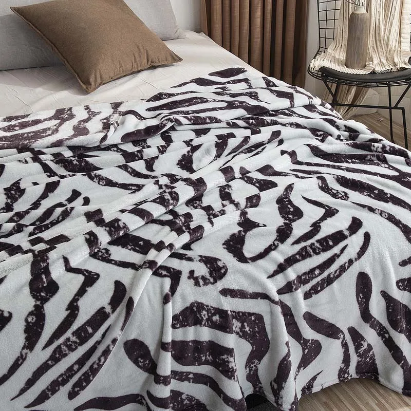 Zebra Skin Леопардовый рисунок зебры на зиму, теплые, фланелевые одеяла мягкие теплые ворсистые норковые Пледы из искусственного меха кораллового флиса одеяло для путешествия на самолете - Цвет: Zebra Skin