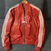 Новое поступление мужское пальто из натуральной овчинной кожи Повседневная куртка короткая черный красный синий темно фиолетовый размера плюс xxxxxl 2xl 3xl 4xl 5xl