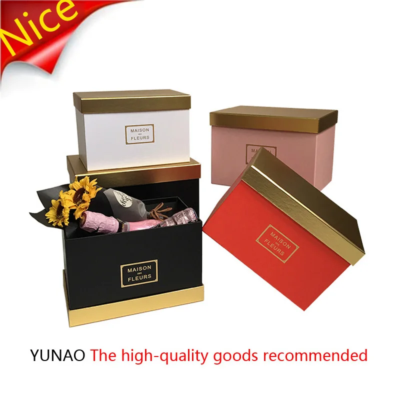 

3pcs/set Square Flower Box Golden Flower Gift Box Rose Valentine Flower Shop Gift Box Party Holiday Box Wedding Party Decoration