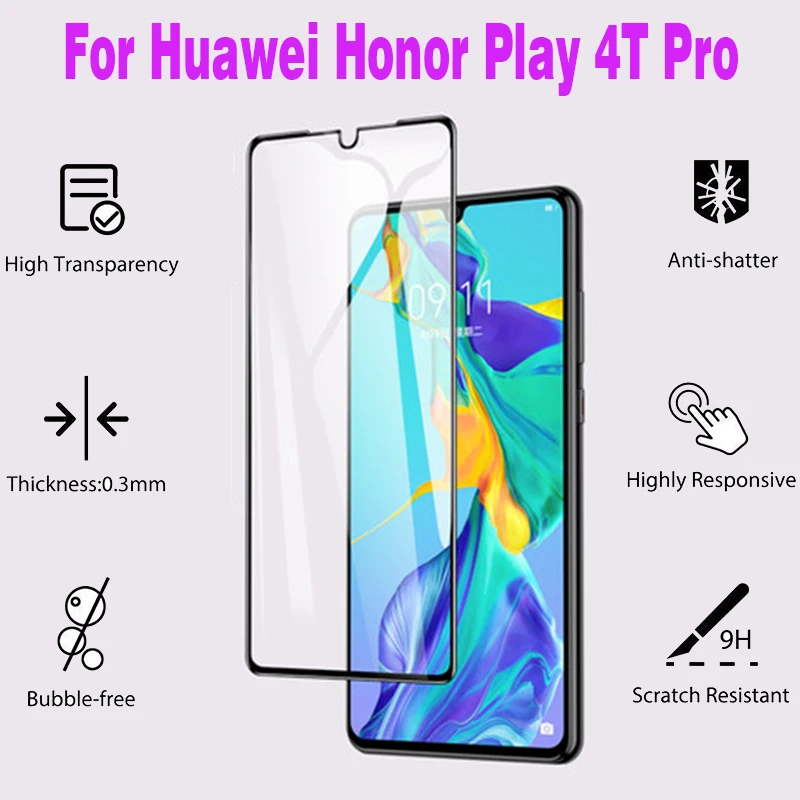 3D полное клеевое закаленное стекло для Huawei Honor Play 4T Pro Полное покрытие 9H Защитная