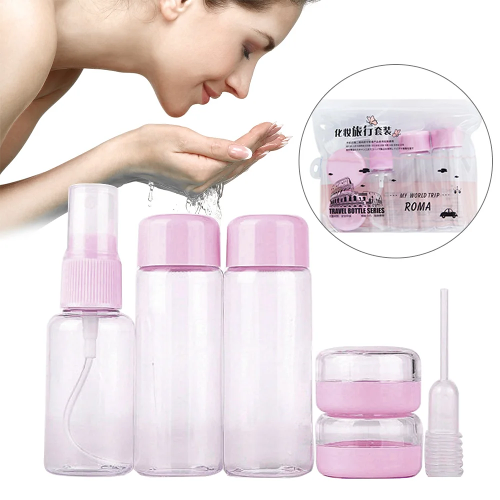 7Pcs/set Portable Travel Mini Cosmetic Bottle Spray Bottle Liquid Containers Empty Jar Refillable Perfume Cream Cosmetic Bottles