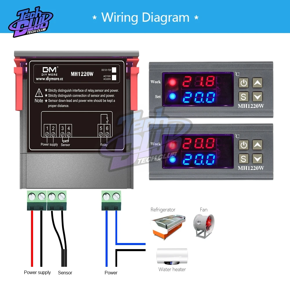 MH1220W AC 220V 110V Digital Display Thermostat Temperature Temp Controller Indoor Outdoor Heating Cooling Thermometer Fridge