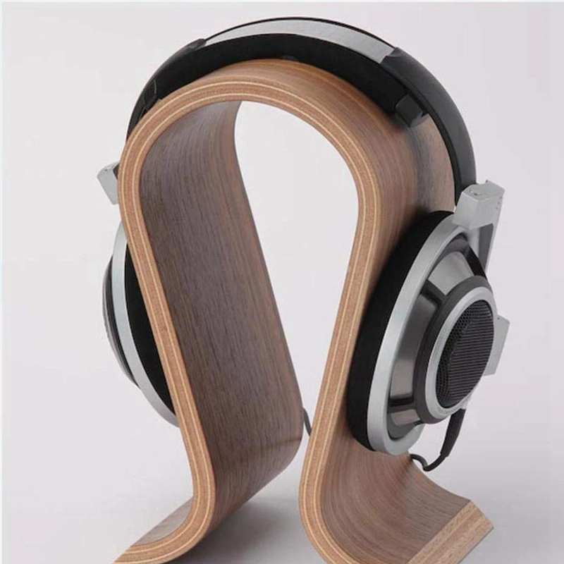 Headphone Stand Earphone Bracket Headset Hanger Wood Desk Display Stand U Shape