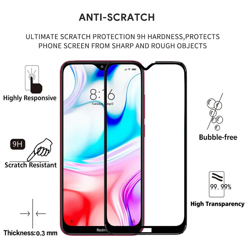 HD закаленное стекло для xiaomi Red mi 8 Защитная пленка для экрана для xiaomi Red mi Hong mi ksio mi Red mi 8 Red mi 8 6,22 дюймов