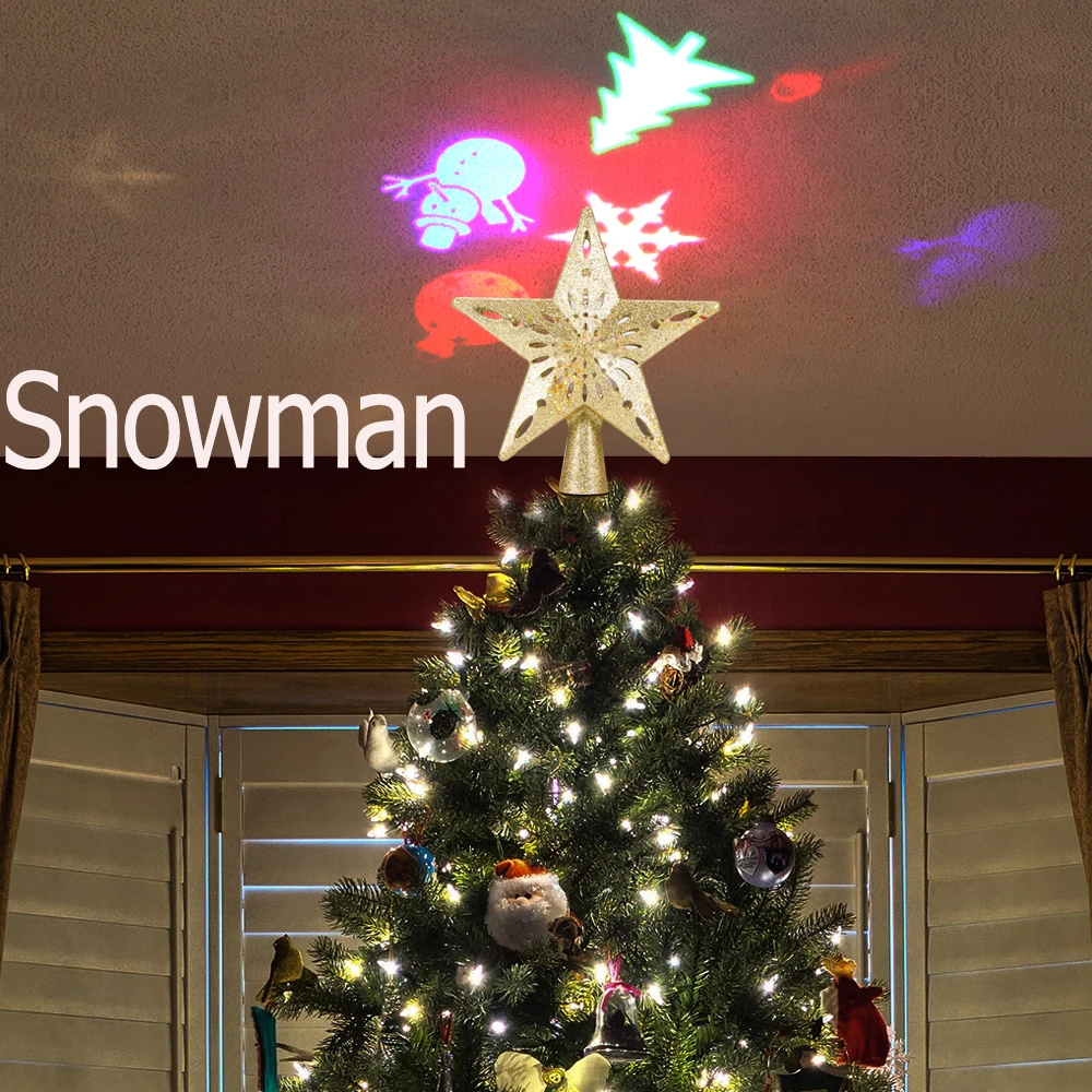 Светодиодный лазерный светильник для проектора в виде снеговика и рождественской елки