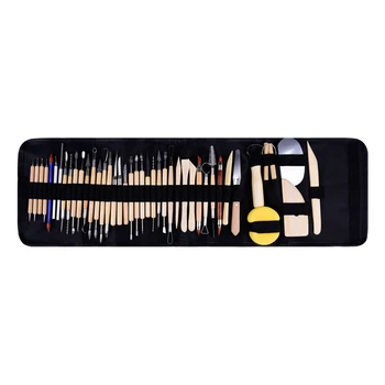 

42Pcs Ceramic Clay Sculpture Tools Wooden Handle Pottery Carving Kit
