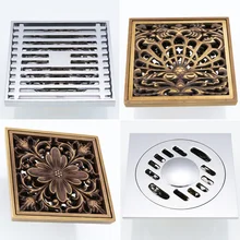 High Quality Bathroom Copper Floor Drain Stripe Flower Pattern Stainless Floor Drain Used For Bathroom Washroom Kitchen Tools