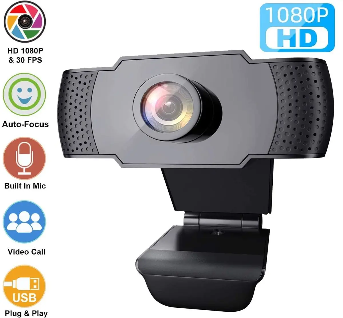Video Calling,Conferencing Streaming Webcam 1080P Full HD Jelly Comb Computer Webcam USB Web Camera with Built-in Microphone for Skype CM002 Recording 