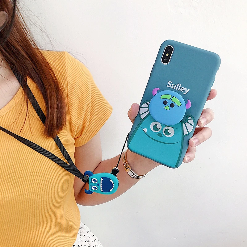 Для huawei Honor 8X P30 Pro mate 20 Nova 3i Nova 4 Nova 5 5 Pro милые Мультяшные Монстры чехол 3 в 1+ ремешок+ Чехол-держатель