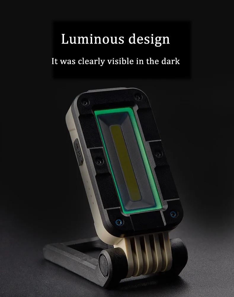 SUNREI V380 COB+ светодиодный Светодиодный рабочий свет USB Перезаряжаемый EDC фонарик 180 ° складной магнитный хвост фосфоресцирующий фонарик