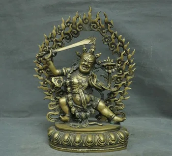 

wedding decoration Tibetan Tantra Buddhism Bronze hold sword Mahakala Wrathful Deity Buddha Statue