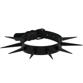 

Sexy Punk Big Long Spiked Rivets Rock Gothic Chokers Women Leather Black Stud Collar Choker Necklace Statement Harajuku Jewelry