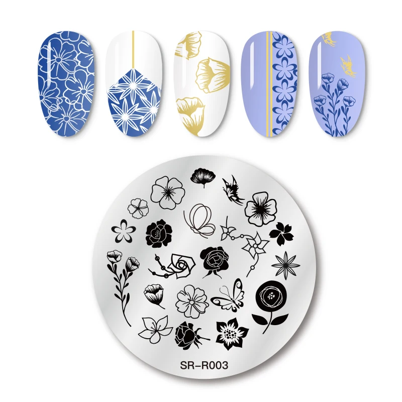 Четыре лилии круглые штампованные пластины с цветочным узором серии изображения