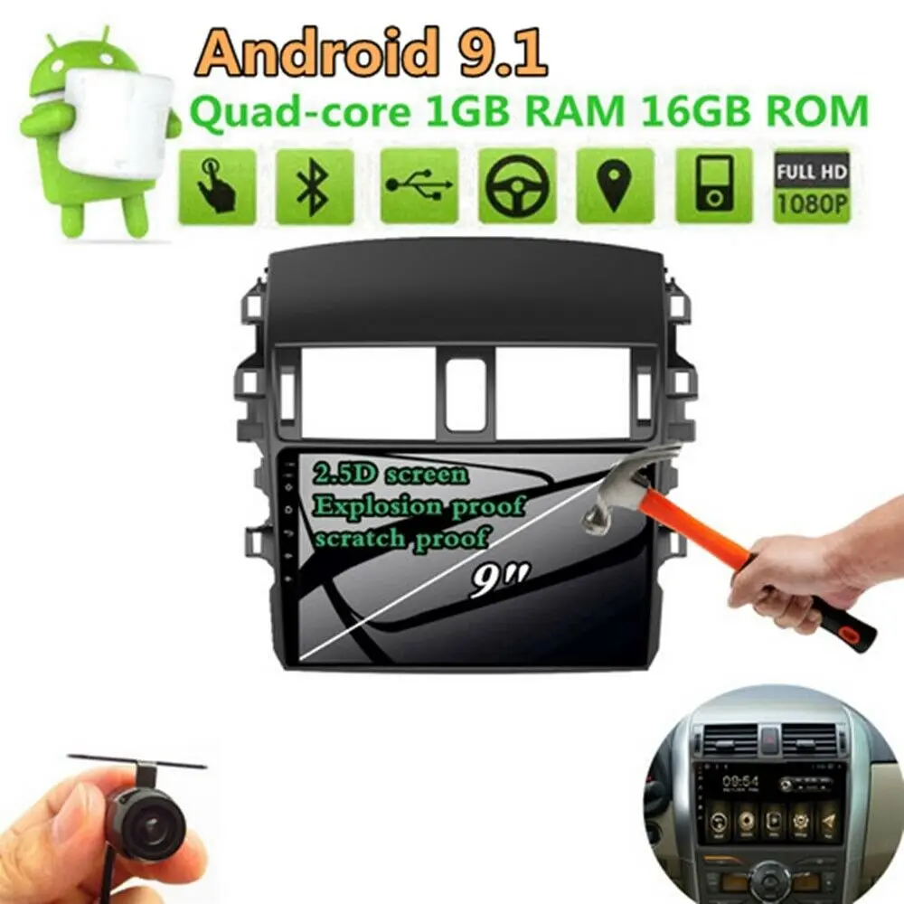 Android 9,1 1+ 16G стерео для Toyota Corolla 2009-2013 авто радио dvd-плеер автомобильный gps навигация Мультимедиа Навигация