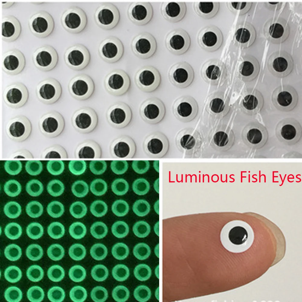 PVC 3D Holographic Luminous Fishing Lure Eyes 300Pcs 3/4/5/6mm Fishing Lure Accessory