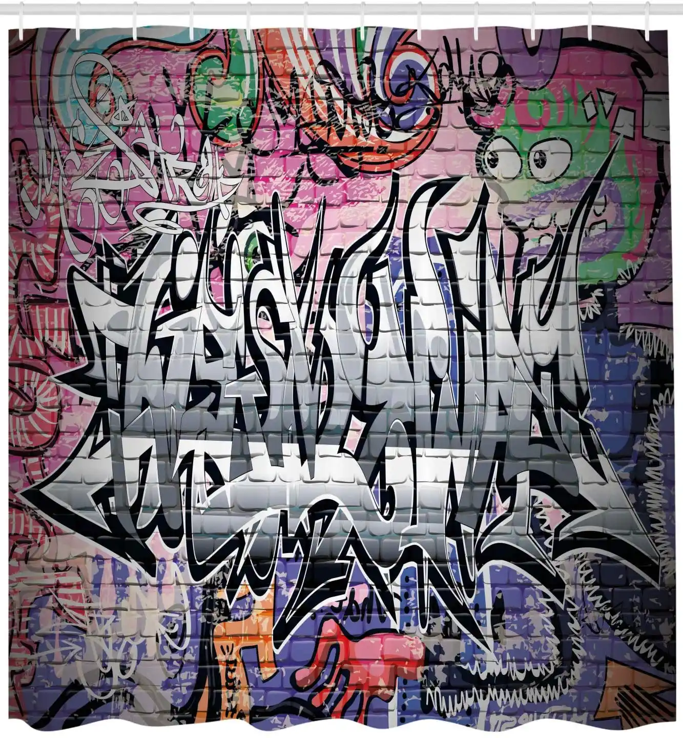 Brick Wall Shower Curtain Graffiti Grunge Art Wall Several Creepy Underground City Urban Landscape Print Bathroom Decor Set Aliexpress