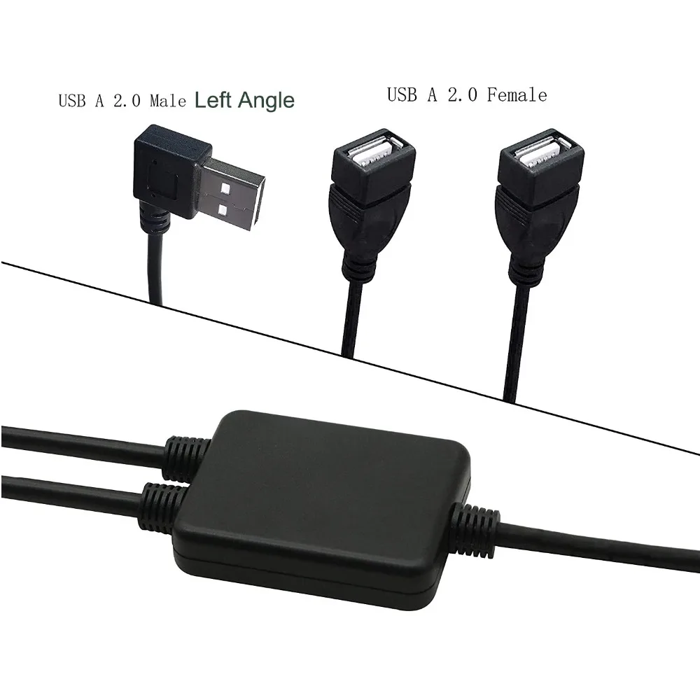USB 2.0 A公左弯转2个母同时 线 2