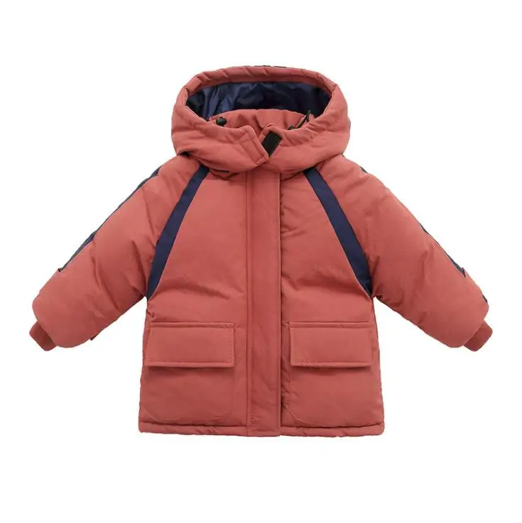 Winter Jacket Kid Girl Boy Winter Warm Coats child Hooded Zipper Hat Winter Warm Jackets - Цвет: Красный