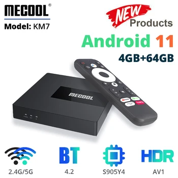 Mecool Android 11 TV Box KM7 ATV Google Certified 4GB 64GB Amlogic S905Y4 DDR4 Androidtv 5G WiFi Youtube 4K Netflix Set Top Box 1