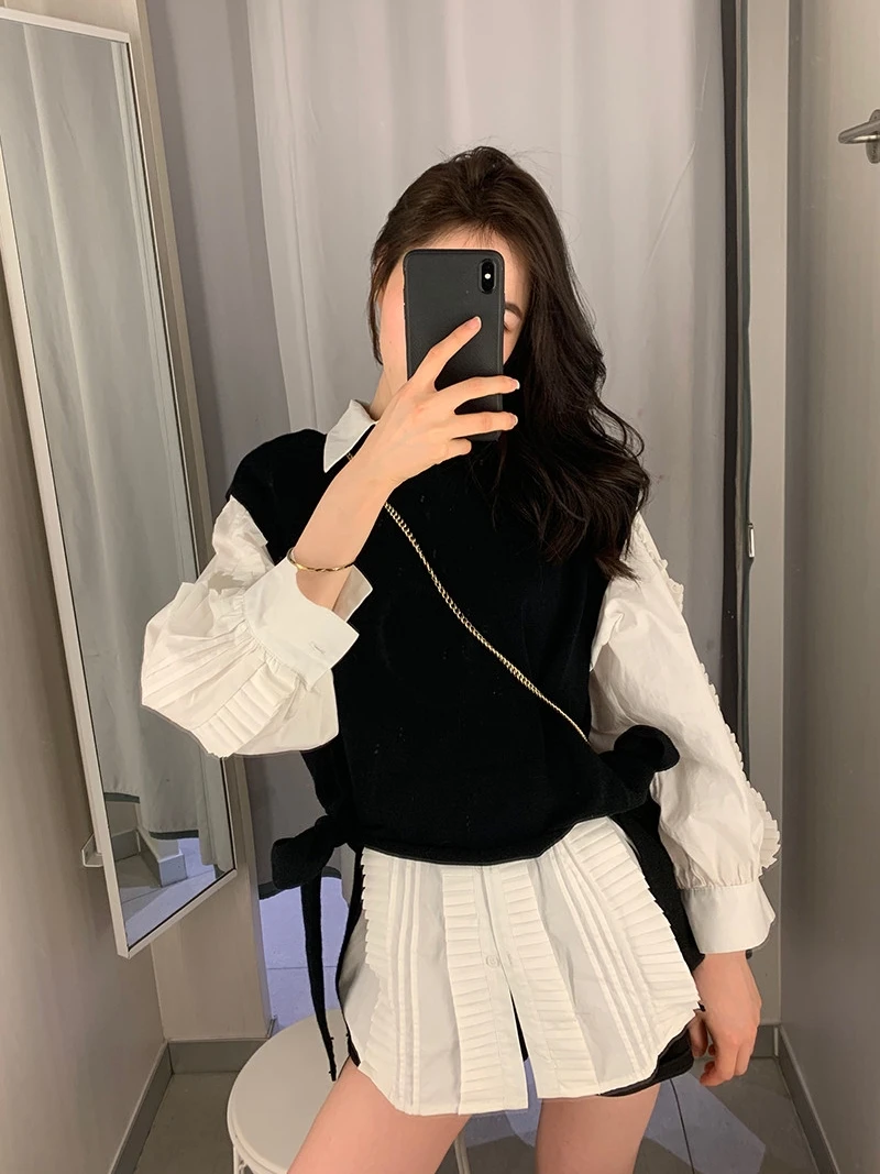 XITAO Chain Hooded Collar Sweatshirt Women Winter