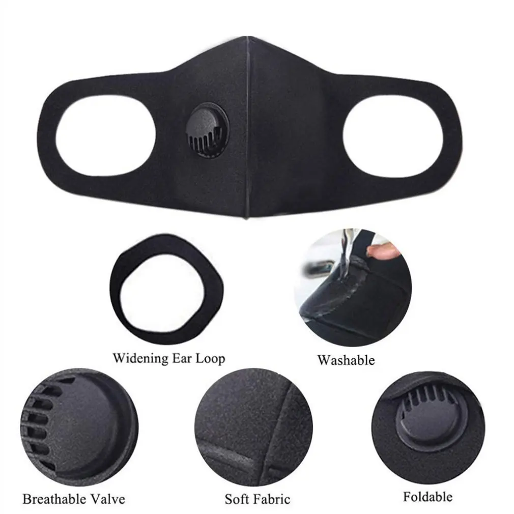 

10pcs PM 2.5 Dust Mask Double Air Valve Anti Pollution Mask Dust Mask Anti-fog Activated Carbon Filter Flu-proof Mask Overseas