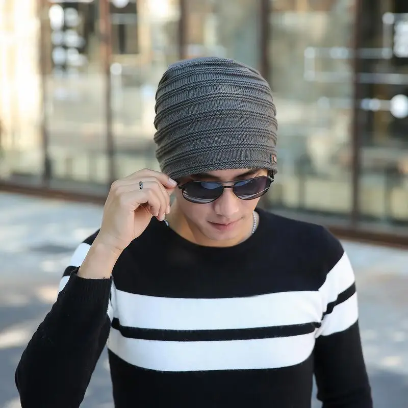 Новинка, Мужская зимняя шапка Кепка Skullies, зимние шапки для мужчин и женщин, шапка из искусственного меха, Теплые Мешковатые вязаные шапочки