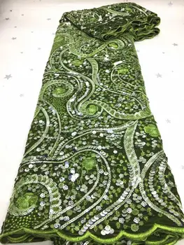 

2020High Quality African nigerian Lace Fabric velvet lace fabric fabric with sequins Embroidered Cord Lace Fabric Guipure FD823