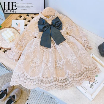 

HE Hello Enjoy Baby Girl Princess Lace Dress Autumn Winter Long Sleeve Add Cashmere Party Dress Soft Casual Dress Girl Clothes