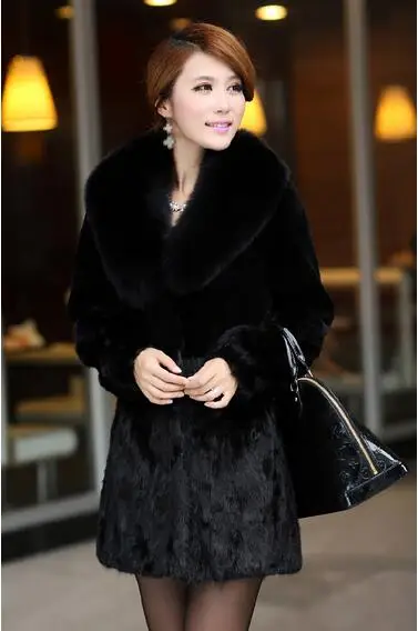

Vetement Women's Winter 2019 Vetement Overcoat Artificial Fur Coat Rex Rabbit Fur Mink Fur Stitching Long Femme Waistcoat AR78
