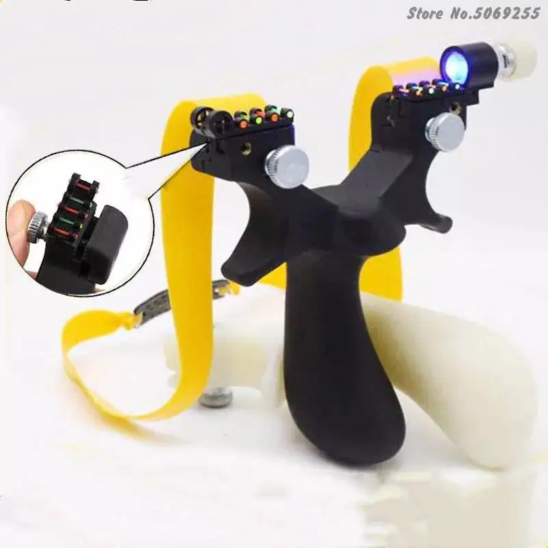 

Professional Slingshot for Hunting Powerful Catapult with flat Rubber Band Multiple Sight + LED Light Resin SlingShot Katapult