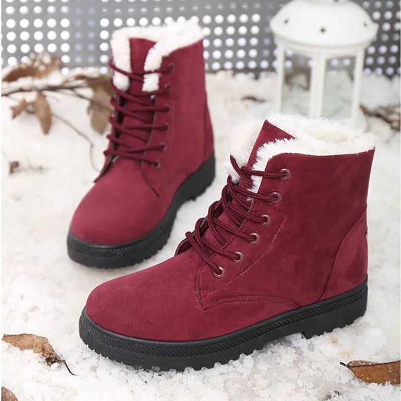 

Shoes Woman Boots Botas Mujer Invierno 2019 Chaussures Femme Boots Platform Ankle Basic Flat With Round Toe Plush Winter Snow