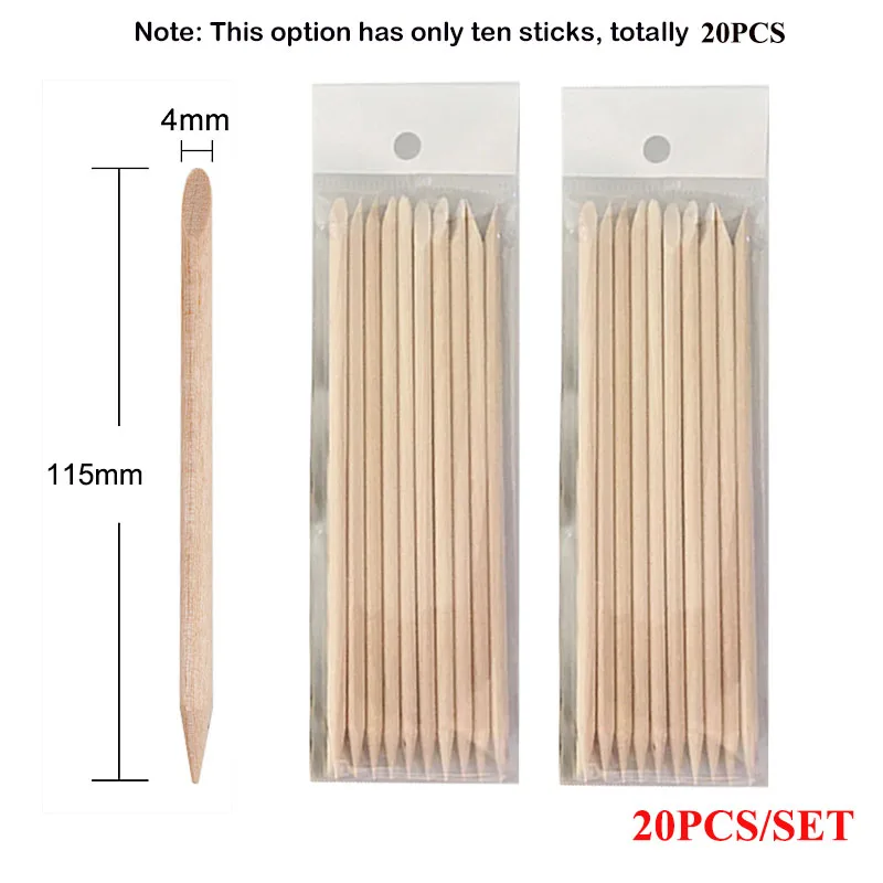 20pcs 100 шт./компл. 50 шт./компл. оранжевый Для женщин леди с двойным концом нейл-арта деревянные палочки для кутикулы толкатель Remover Педикюр набор инструментов для маникюра - Цвет: 20pcs