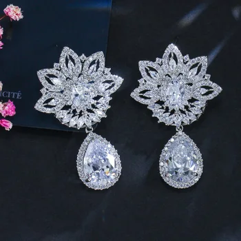 

Fashion AAA Zircon Earrings S925 Sterling Silver Drop Earring Bridal Wedding Luxury Jewelry