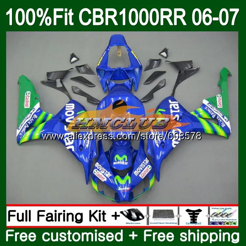 Литьевая форма для HONDA CBR 1000 RR CBR 1000RR 2006 2007 80CL. 40 корпус CBR1000 RR CBR1000RR 06 07 OEM Обтекатели Movistar Синий