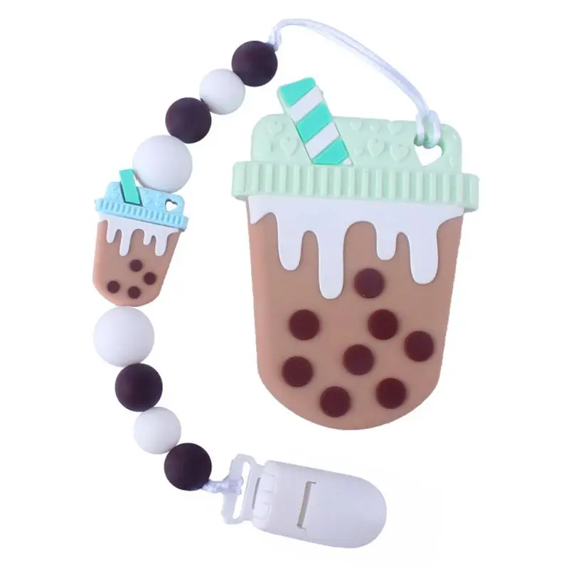 New Cute Baby Teether Pacifier Chain Set Newborn Silicone Nipple Clip Infants Anti-chain Molar Tooth Toy#905