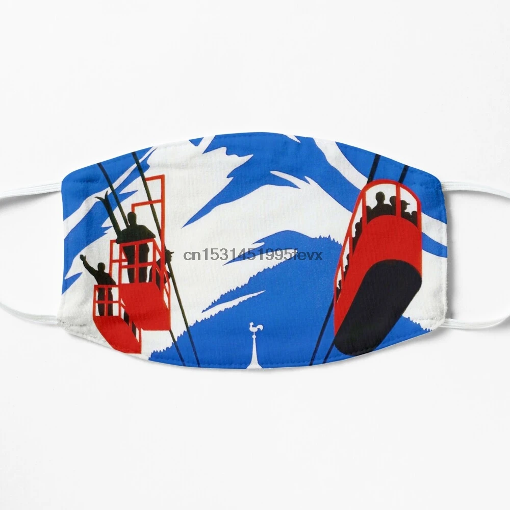 Dust Mask With Filter Vintage French Alps Gondola Winter sport ski ad Mouth Face |