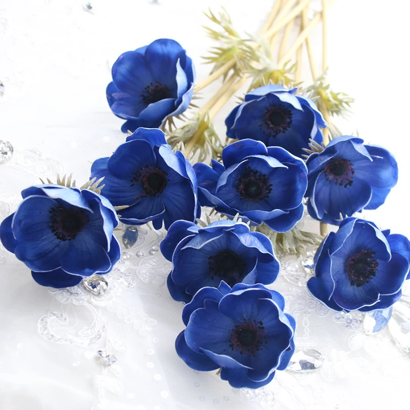 JAROWN Real Touch Artificial PU Anemone Flowers Silk Flores Artificiales Wedding Holding Fake Flowers Home Garden Decorative Wreath (68)