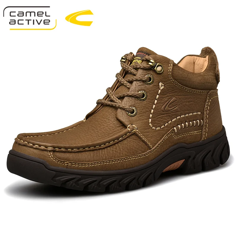 Camel Active New Genuine Leather Men Boots Outdoor Youth Ankle Boots Short Fashion Man Boots Non-slip Textured Cowhide Men Shoes