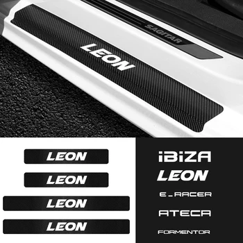 

4pcs Anti-Scratch Sticker Carbon Fibre car Door Sill Protector Stickers For SEAT Ibiza Leon Cupra e-Racer Ateca Formentor