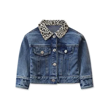 

Toddler Girls Jeans Jacket Coat Kids Fashion 2020 Spring Leopard Patchwork Single-breasted Cardigan Coat 1-5Yrs Girls Clothes