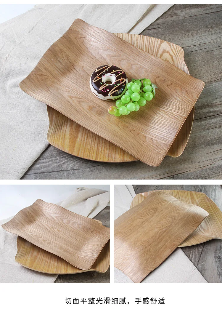 Customizable Logo Manchurian Ash Solid Wood Plates Hand Rectangular Wood Hand Tray Bakery Bread Plate Wholesale
