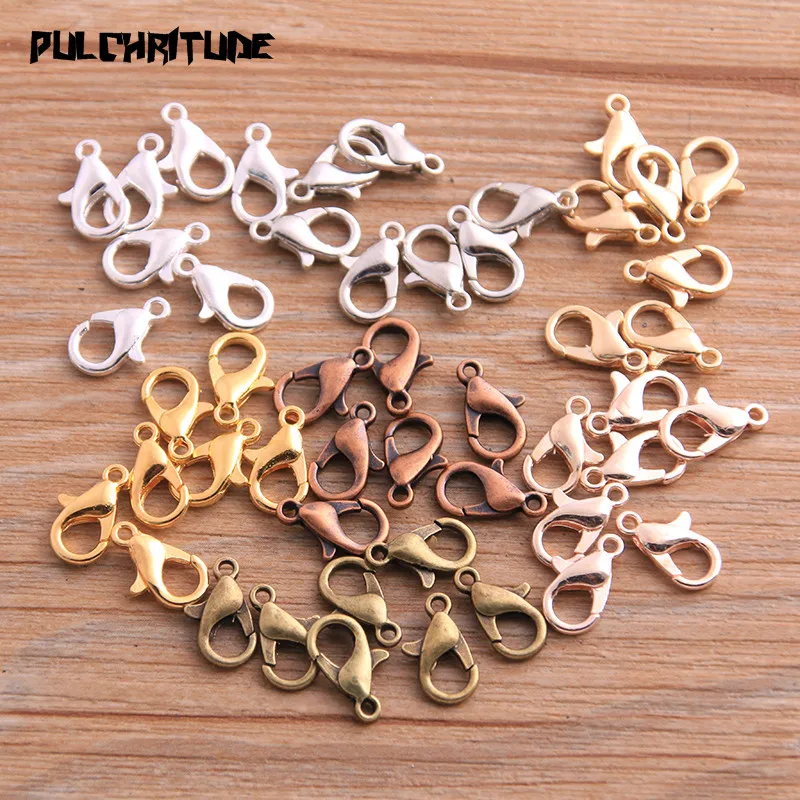 Ganchos de broche de langosta de 7 colores, 50 Uds., 8x12mm, para collar, pulsera, cadena, accesorios para fabricación de joyería