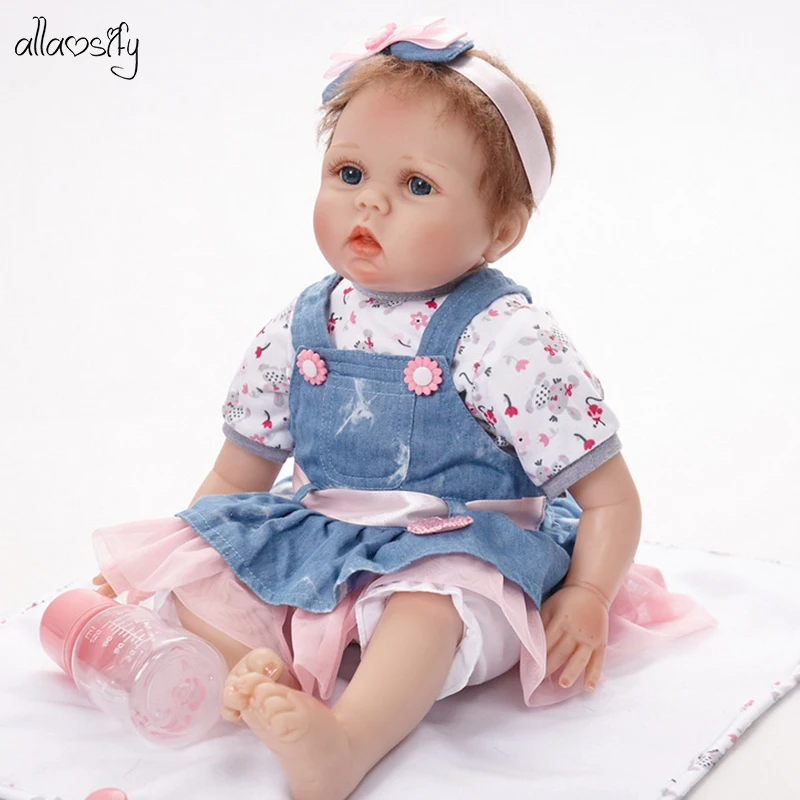 

Allaosify bebes reborn doll 55cm soft silicone reborn toddler baby dolls com corpo de silicone menina Christmas surprice gifts