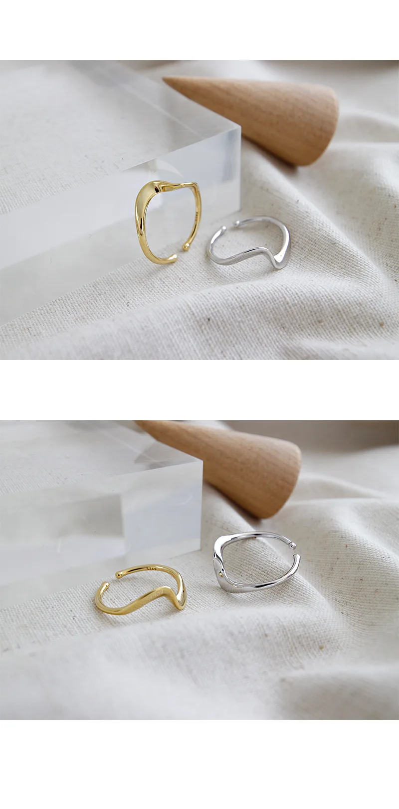 SHANICE 925 стерлингового серебра открытые кольца очаровательные кольца кольцо группа INS простой темперамент волнистый узор ювелирные изделия Рождественский подарок