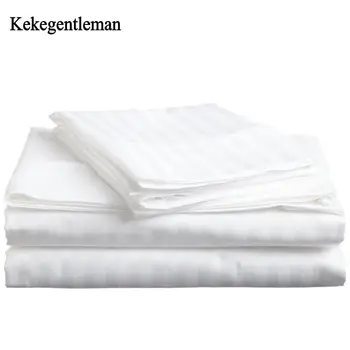 

40 100% Cotton bedding set satin strip Luxury White Hotel bed linen Twin Queen Full King Size Duvet cover&Pillowcase