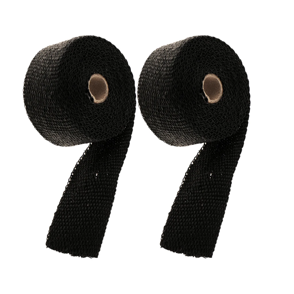 Exhaust Wrap Header Wrap Exhaust Heat Wrap Tap Kit for Car Motorcycle, 2 Rolls of 2Inch  x50Ft