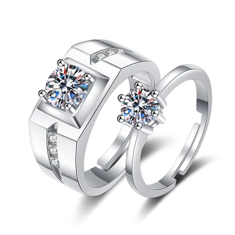 Pcs Lover Couple Zircon Adjustable Rings Love Rhinestone Opening Ring For Men Women Wedding Engagement Romantic Jewelry Gifts
