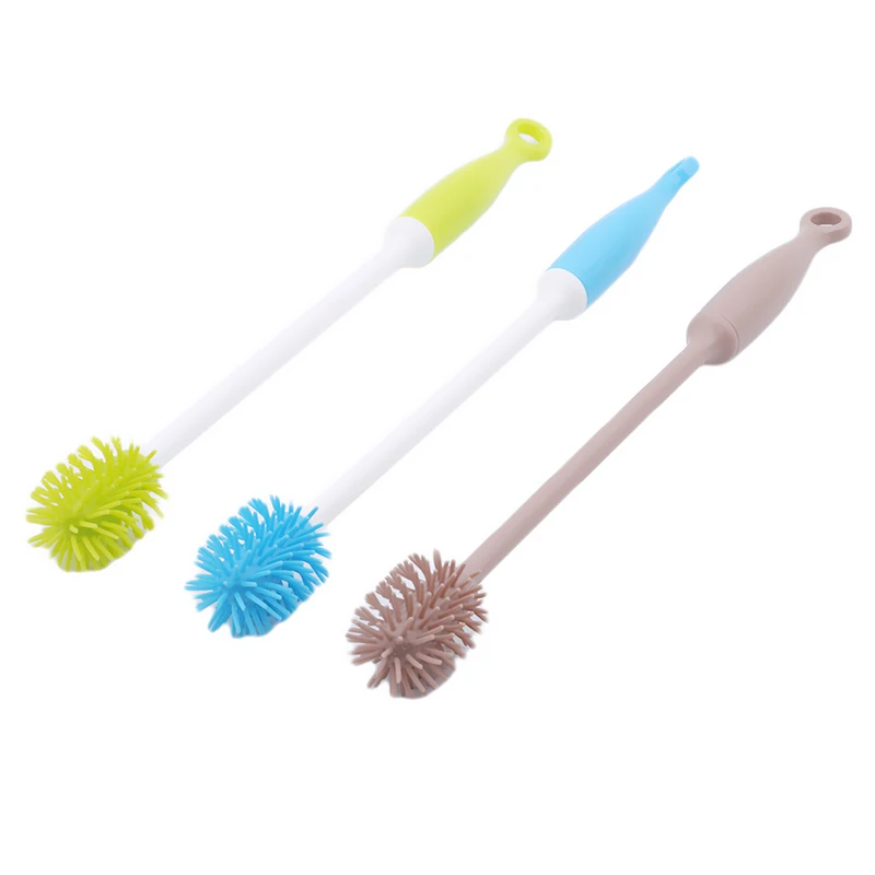 Brosse à biberon avec long manche, tête de brosse TPR, brosse à